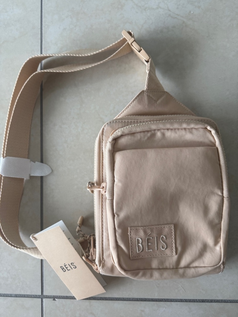 BEIS Crossbody Sling Bag in Beige NWT